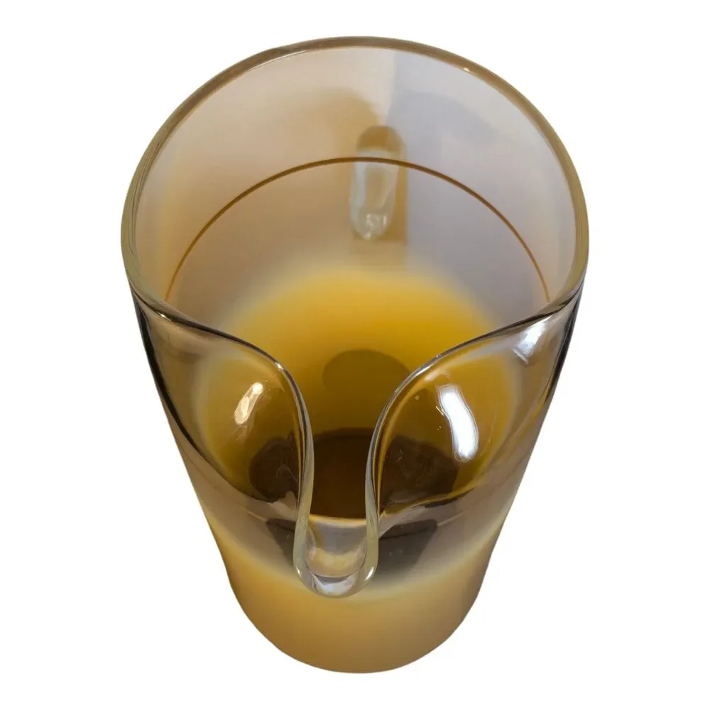 BLENDO Martini Pitcher Glass Vintage1950s Satin Mist Frosted Yellow 11.25